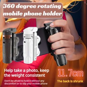 Mini Selfie Stick Travel Portable Selfie Phone Stand Live Photo Vlog Universal Multifunctional Shooting Handle 360 Degree Rotating Desktop Stand Cell Phone Bluetooth Camera Aid Stabilizer 360度旋转蓝牙迷你手柄支架