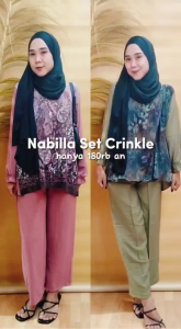 Setelan Knit Wanita / One Set Kekinian Bahan Crinkle Premium Motif Bunga