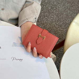 Wallet Womens Leather Short Japanese and Korean Fashion Fold Wallet New Arrival Small and Ultra-Thin Ins Girl Versatile Purse
