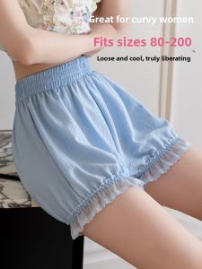 Miiow | Plus Size Ice Silk Safety Pants Womens Loose Pumpkin Pants Summer Home Wear High Waist Short Shorts Polyester Spandex