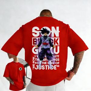 Bandai | Dragon Ball Anime Cotton T-shirt Summer New Goku Black Printed Mens and Womens Versatile Trend Loose Casual Parent Child Top