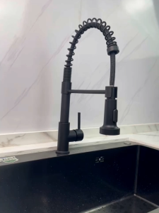 Baokemo Spring Kitchen Faucet with Pull Down Sprayer Stainless Steel Faucets for Kitchen Sinks with G1/2 Inlet Pipe