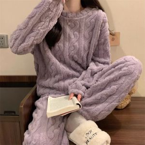 JIFANPAUL | Autumn Winter Coral Fleece Warm Fluffy Pajama Set