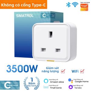 Ổ Cắm Thông Minh 3500W RF433 16A WiFi Bộ Chuyển Đổi Du Lịch EU/US Sang UK Với Chức Năng Giám Sát Điện Năng Bảo Vệ Quá Tải Tương Thích Với Alexa Và Google Home
