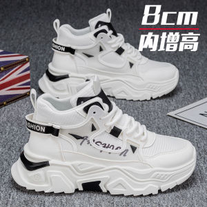 Mens Martin Boots Casual Mid-Cut Breathable Sports Shoes Invisible Heightening 10cm Rubber Outsole round Toe Comfortable Fall