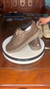 Giày SNEAKER nam thấp cổ da màu nâu đen bee trắng đế cao su đúc tăng chiều cao 4cm