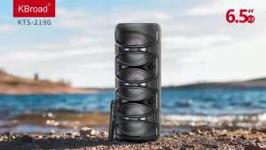 Bts.Shop KTS-2190  wireless Bluetooth karaoke speaker with 3 speakers each 6.5 inches in size. It is equipped with a microphone and a USB interface.