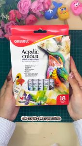 GREEBEL Cat Lukis Akrilik / Cat Acrylic Colour Kanvas 18 Warna 6 Ml (18x6 Ml)