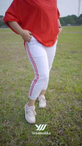 YESAMALIKA JOGGER STRIP 7/8 | Celana wanita Bahan KATUN STRETCH | Size Reguler Jumbo Super Jumbo