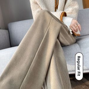 HUAXUNRAN | Warm Woolen Long Pants for Women with Thick Lining and Wide Legs