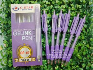 Hộp 12 cây bút gel bấm mực tím Gstar GP07 ngòi 0.5mm ( bút viết êmmực khô nhanhmàu mực đẹp )
