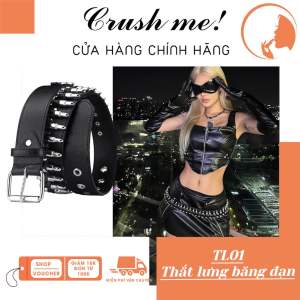 Crush Me! TL01 Dậy nịt thắt lưng da băng đạn Bullet belt phong cách Punk Rock Gothic Y2K hot trend insta cực chiến