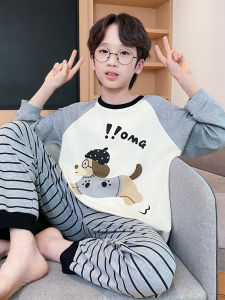 Pure Cotton Long Sleeve Sleepwear Set for Boys Spring Autumn New Arrival Comfortable Breathable Sweat Absorbent Home Clothes