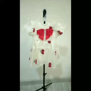 (LOLI-JKT) BD- 466 DRESS ANAK BAGUS PITA MAWAR MERAH SIZE 90-140