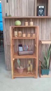 ชุดเครื่องประดับชั้นวางของ 4 ชั้น ชั้นไม้ ชั้นอเนกประสงค์ ชั้นวางไมโครเวฟ ชั้นวางของ ทำจากไม้แท้