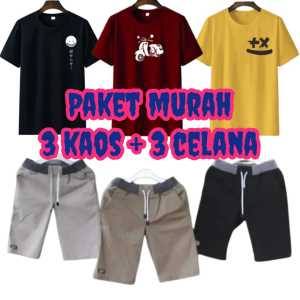 Paket Murah 3 Setelan Kaos Dan Celana Dewasa Cuma 100 Ribu