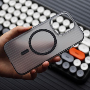 Sanptoch Cho Magsafe 3D Sọc Mờ Ốp điện thoại cho Iphone 15 14 13 Pro Max Mỏng Không Trượt Mờ Bìa Cho iPhone 15 Pro Max Chống Sốc PC Ốp cứng