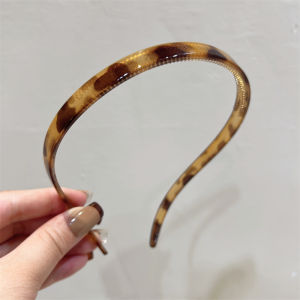 Fashionable Leopard Print Gradient Grey Brown Thin Hairband Korean Simple Elegance Headband Pressed Hair Card Fresh Outlined