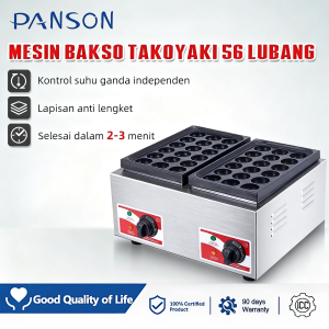 PANSON Takoyaki Maker 56 Holes Grill Octopus Ball Baking Machine Furnace Gas Fish Ball Machine No-stick