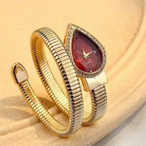 Elegant Ladies Water - Drop Headed Watch with Snake - shaped Band
