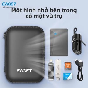 EAGET EB100 Hộp Đựng Ổ Cứng Di Động Túi Lưu Trữ Chống Sốc EVA Cho Ổ USB Power Bank Tổ Chức Du Lịch Nhỏ Gọn Màu Đen