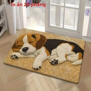 VIKAMA Tan In Hình Chó Thảm Chùi Chân Dễ Thương Ngủ Beagle Puppy Thảm Chống Trơn Trượt Cho Phòng Ngủ Nhà Bếp Lối Vào Phong Cách Hiện Đại Trang Trí Sàn Nhà