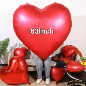 YESPERY Huge 63-Inch Heart Shaped Aluminum Foil Balloon for Valentines Day Birthday Wedding Anniversary Engagement Romantic Home Party Decor