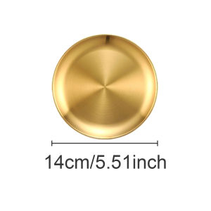 14cm golden stainless steel plate for preparing and storing food salads snacks reusable suitable for picnics and camping