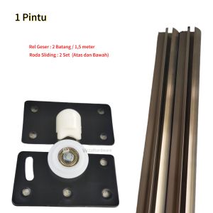 Rel Sliding Lemari 380 Model Timbul Pintu Ukuran 15 meter + Roda Sliding (Atas dan Bawah)