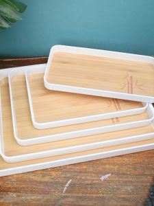 Scandinavian New Arrival Melamine Imitation Wood Grain Minimalist Rectangular For Home Living Room and Hotel Dining Table Plastic Storage Tray