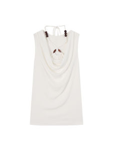 Exquisite Korean Style One Shoulder Neck Hanging T-Shirt Womens Summer Slim Fit High Waist Sense of Luxury Top