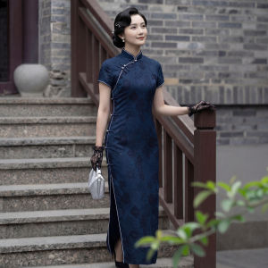 Retro Floral Cheongsam Style Slim Fit Short Sleeve Dress