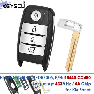 KEYECU PN: 95440-CC400 FCC ID: MBEC4FOB2006 433MHz 6A Chip Keyless-Go Smart Remote Car Key Fob for Kia Sonet 2021 2022 2023