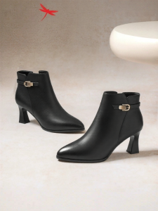 Reddragonfly | Leather High Heels Warm Lined Ankle Boots