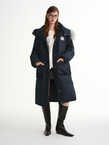 DUSHU | Plus Size Raccoon Fur Collar Long Winter Down Jacket