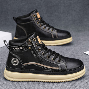 New Elevating Thick Sole Leather Casual Skate Shoes