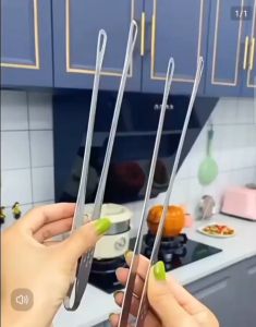 “Klip Makanan Keluli Tahan Karat 304” Long Clamp 304 Stainless Steel Food Clip BBQ Long Tongs Steak Bread Clip Kitchen Tongs