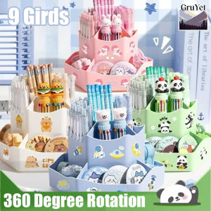 360 Degree Rotation Desk Pencil Holder Large Capacity Double-layer Organizer Accessories Pen Office Storage Supplies