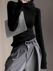 HUOLISI | Knit Half Turtleneck Sweater Slim Fit Female Underwear