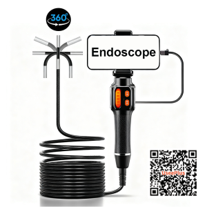 Two-Way Articulating Borescope with Light Industrial Endoscope with Snake Scope Camera for Automotive Support IOS Android