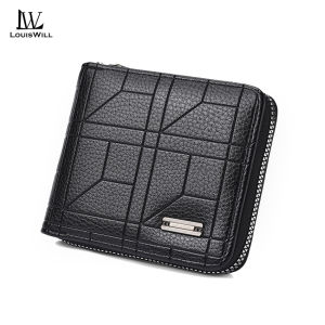 LouisWill Mens Short Wallet Zipper Wallet Soft PU Short Wallet Multi-Functional Wallet Large Capacity Purse Multi-Card Position ID Credit Cards Holders Casual Fashion Bag Business Wallets