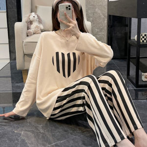 Bộ Đồ Ngủ Cotton Modal Rộng Rãi Thoải Mái Cho Nữ Mùa Xuân Thu Tay Dài Thời Trang Mặc Ở Nhà Dễ Thương Cho Bé Gái