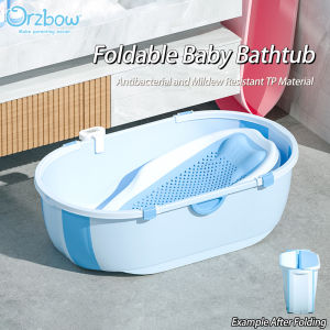Orzbow Folding Baby Bathtub Easy Storage Portable Baby Bathtub with Temperature Sensing Large Newborn Baby Shower Basin