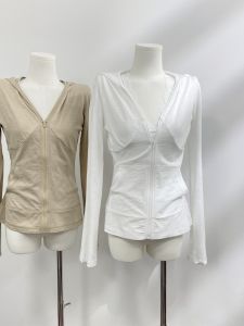 เสื้อคาร์ดิแกนคอตตอนไผ่บางเฉียบ POPW สำหรับผู้หญิงในช่วงฤดูร้อน ทรงสลิมฟิต แขนยาว ทรงหลวมๆ ปกติ