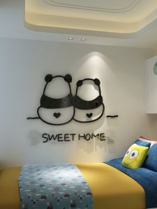 แพนด้าอะคริลิค3D คริสตัลสามมิติสติกเกอร์ติดผนังมีกาวในตัวทางเข้าห้องนั่งเล่นห้องนอนทีวีผนังพื้นหลังโซฟาภาพติดผนัง