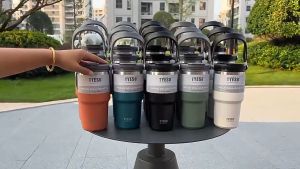 Tyeso Tumbler New With Handle Design Tumbler 600ml/750ml/900ml 304 Stainless Steel Korean Ins Style Coffee Mug With Lid Thermal Flask Original Tyeso Water Bottle For Hot And Cold TYESO Bottle Thermo Tumbler Thermos Mug With Straw Korea Tyeso保温杯