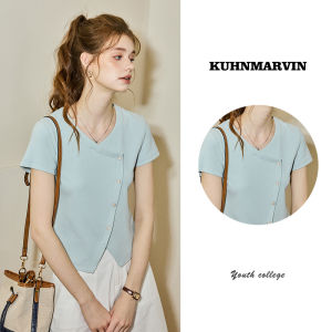 KUHNMARVIN | Áo Thun Nút Trang Trí Dọc Chéo