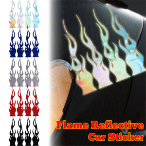 4pcs/set Car Flame Reflective Sticker Vinyl Racing Sports Flame Reflective Strips Off-road Motorcycles Skateboards Laptops DIY Decor