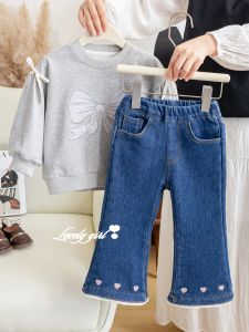 Warm Girls One-piece Fleece Jeans