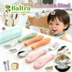 Baltra Baby Spoon Fork Set 304 Stainless Steel Toddler Self Feeding Training Utensils Case BPA Free